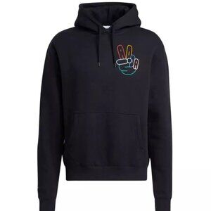 ADIDAS ORIGINALS PEACE SIGN TREFOIL HOODIE NEW MENS ~SIZE LARGE #HC1789 BLACK